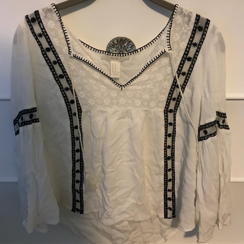 forever 21 flowy white blouse